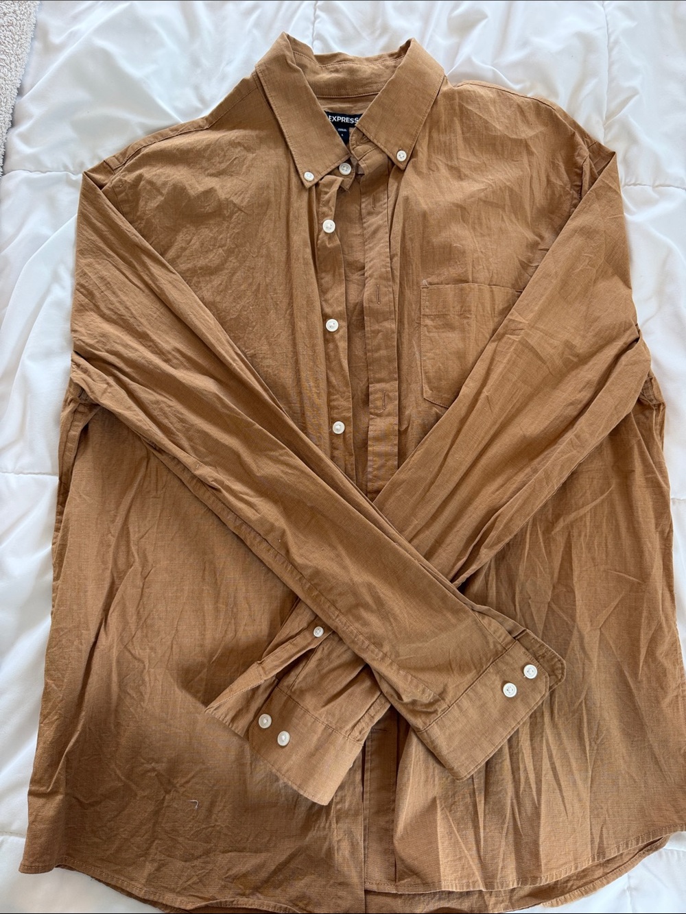Express Men's Casual Button-Down Shirt in Brown